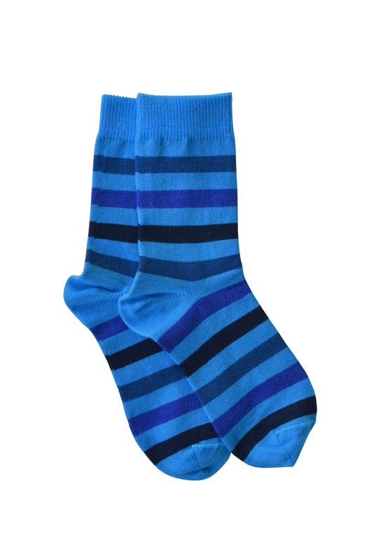 Turquoise Childrens Wide Stripe Sock