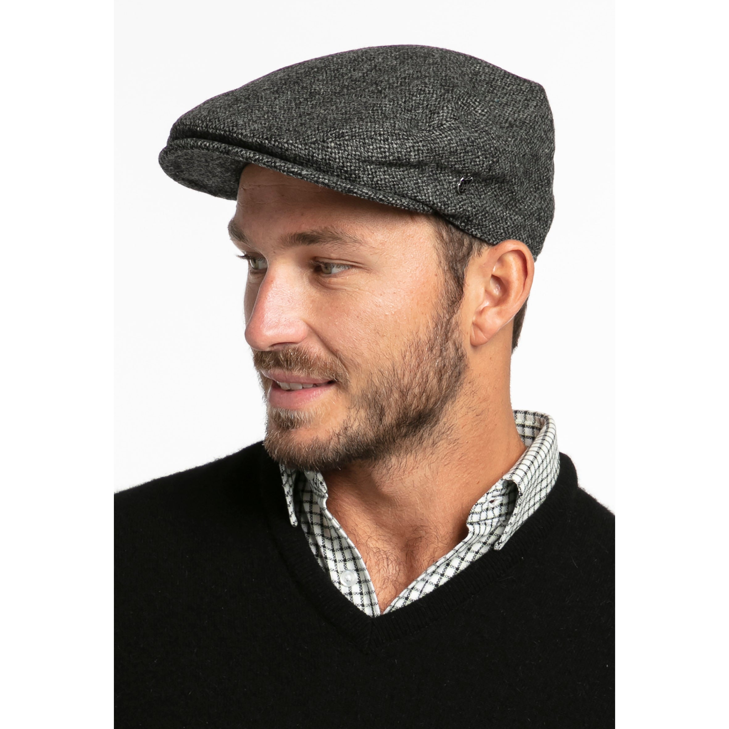 Donegal Tweed Cheesecutter Black The Wool Company