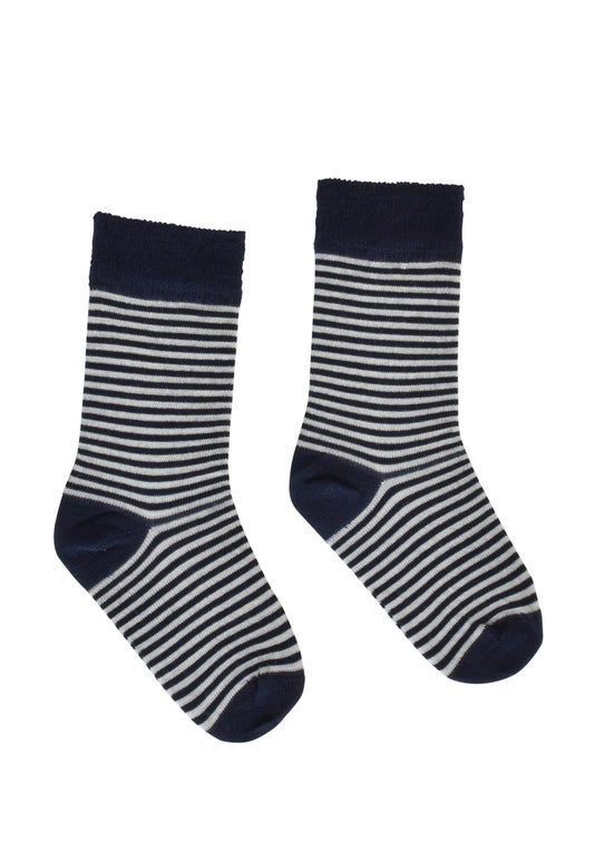 Navy Infant Striped Merino Socks