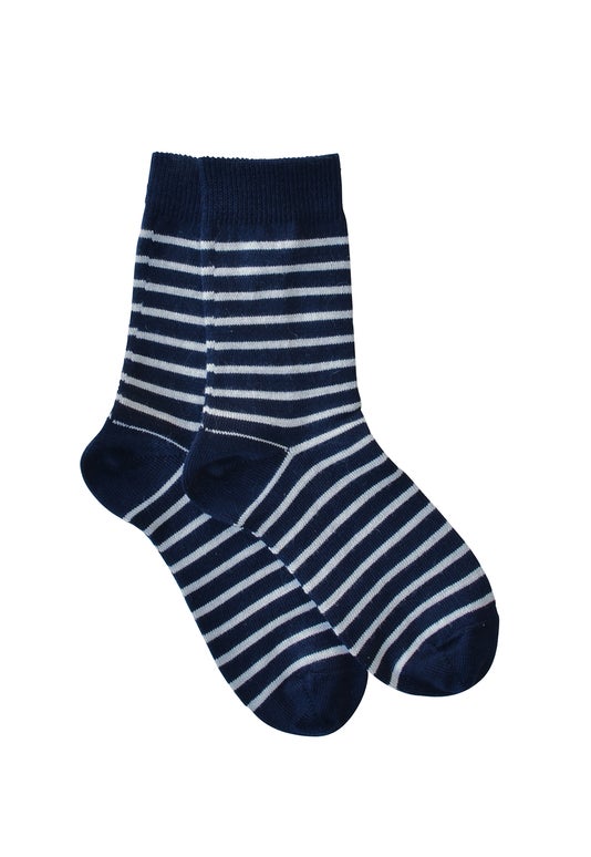 Navy Childrens Fine Stripe Socks