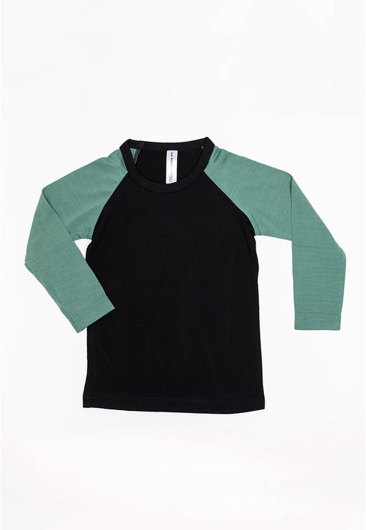 Blk/green Tea Kid Merino L/s Allsorts