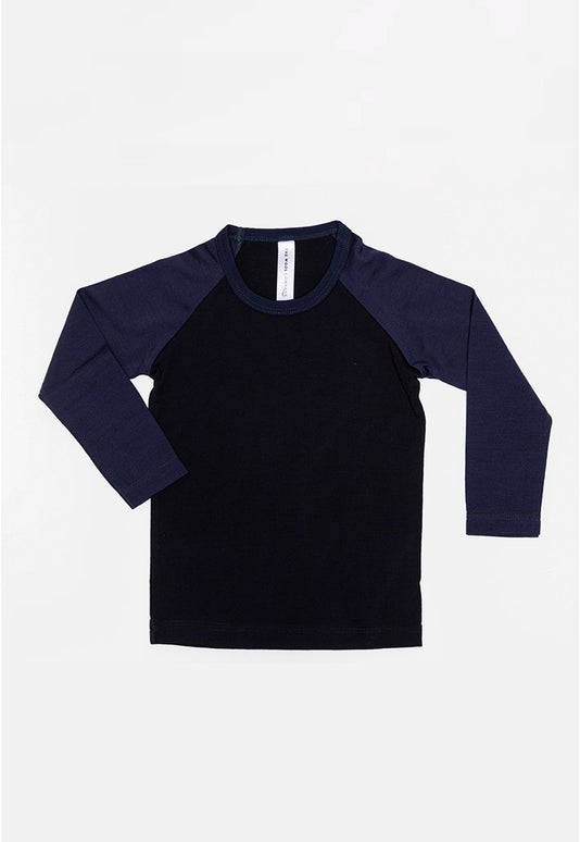 Blk/navy Kid Merino L/s Allsorts