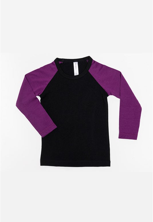 Blk/purple Kid Merino L/s Allsorts