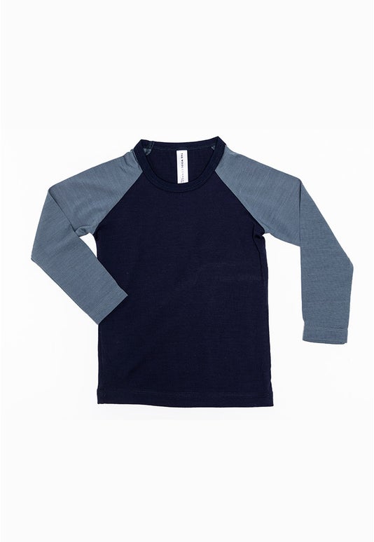 Navy/grey Kid Merino L/s Allsorts