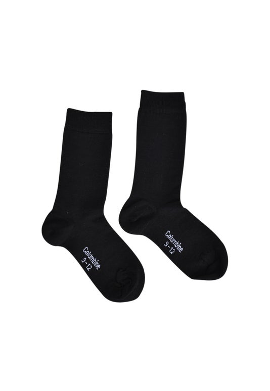 Black Childrens Merino Plain Socks