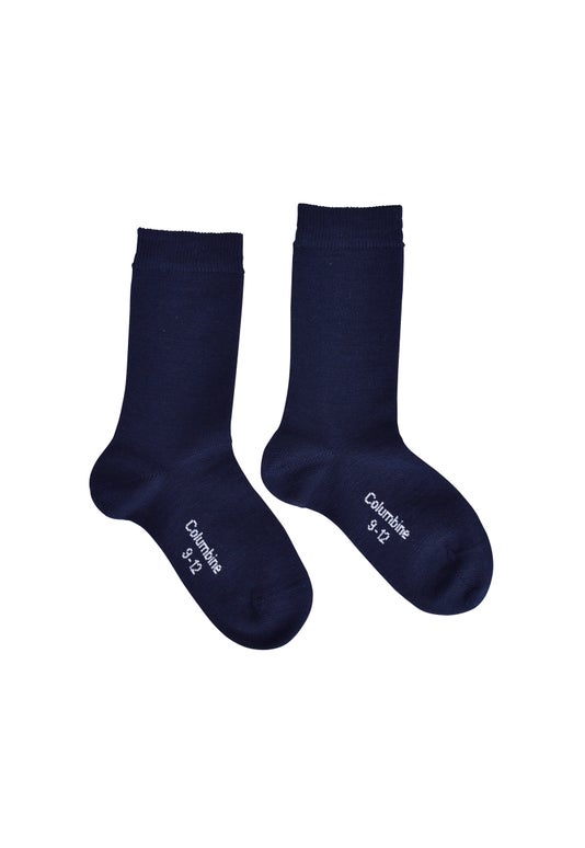 Navy Childrens Merino Plain Socks