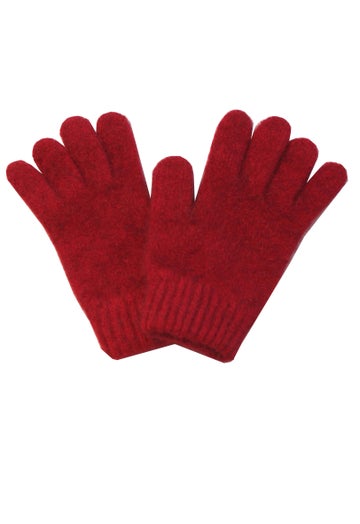 Red Kids Merino Possum Gloves