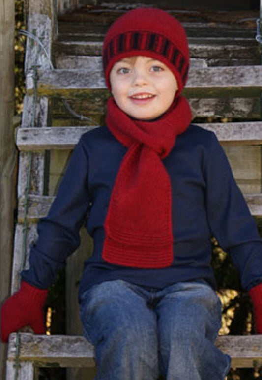 Red Kids Merino Possum Mittens