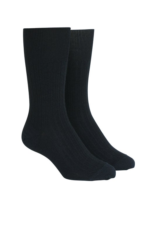 Black Merino Rib Health Sock