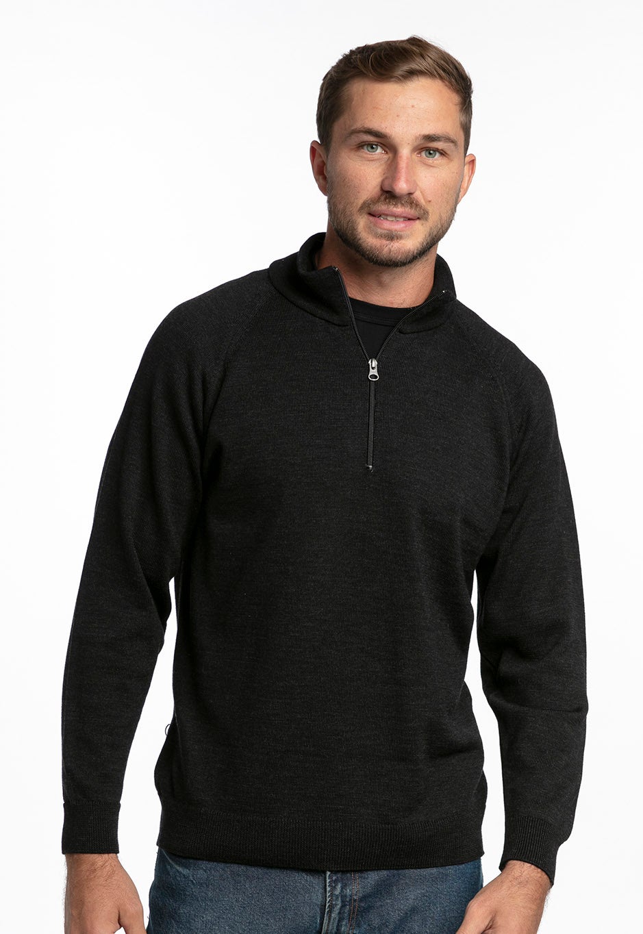 Merino 1/4 Zip Sweater Charcoal | The Wool Company