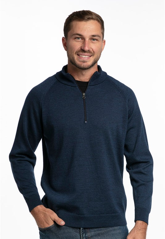 Indigo Merino 1/4 Zip Sweater