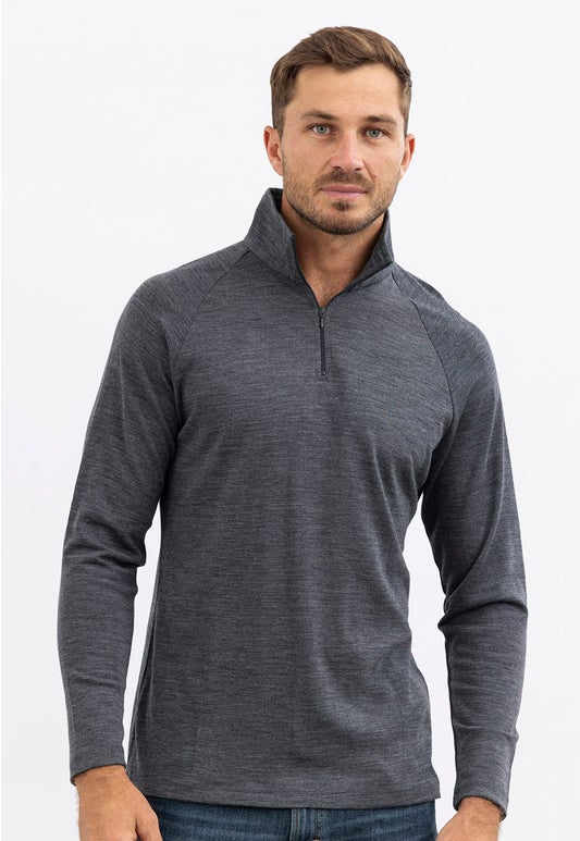 Charcoal Merino 1/4 Zip Polo