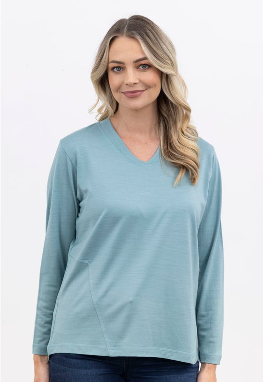 Seafoam Merino Anna V Neck