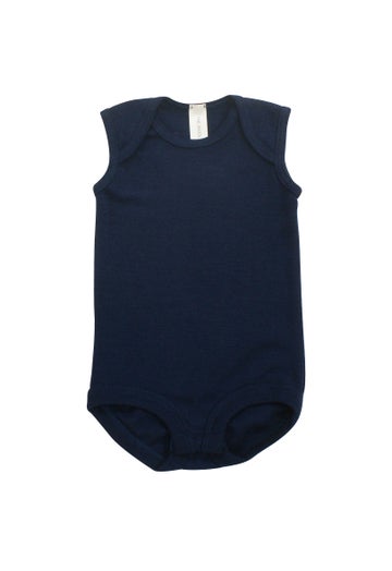 Navy Merino Babies Singlet Bodysuit