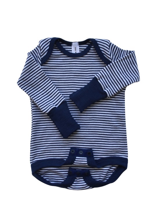 Navy Stripe Merino Baby Long Sleeve Bodysuit