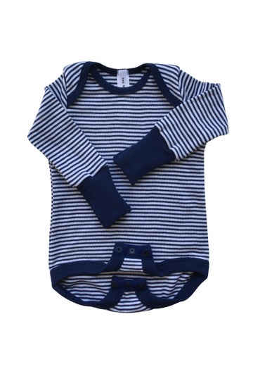 Navy Stripe Merino Baby Long Sleeve Bodysuit