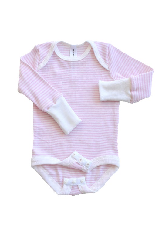 Pink Stripe Merino Baby Long Sleeve Bodysuit
