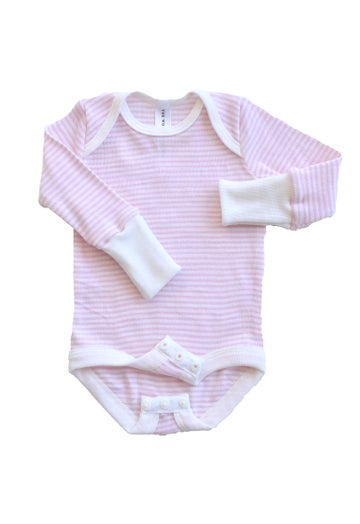 Pink Stripe Merino Baby Long Sleeve Bodysuit