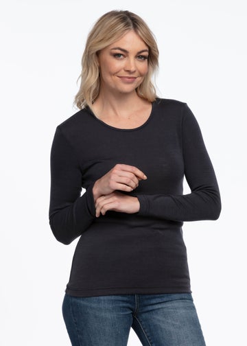 Merino Bay Road Crew Neck in Grey | The Wool Company