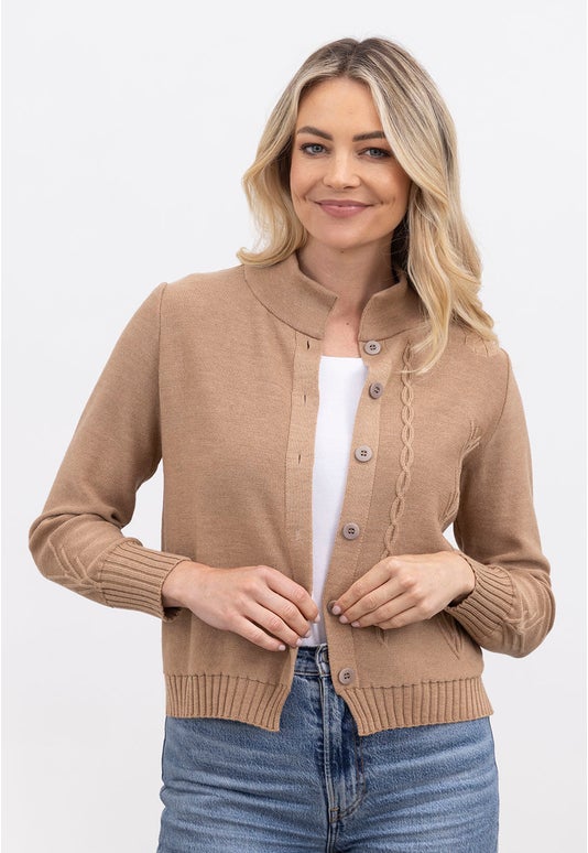 Camel Merino Cable Cardigan
