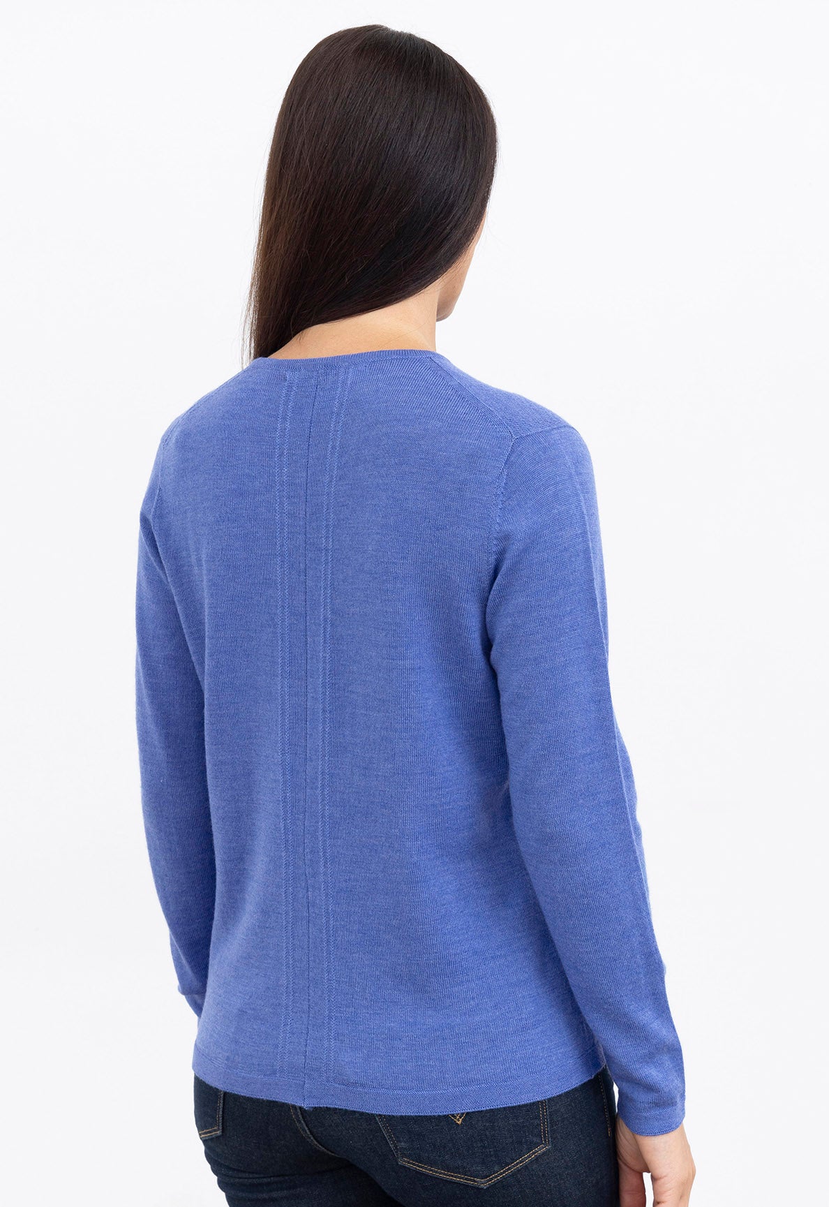 Merino Classic Crew Cardigan Bluebell | The Wool Company