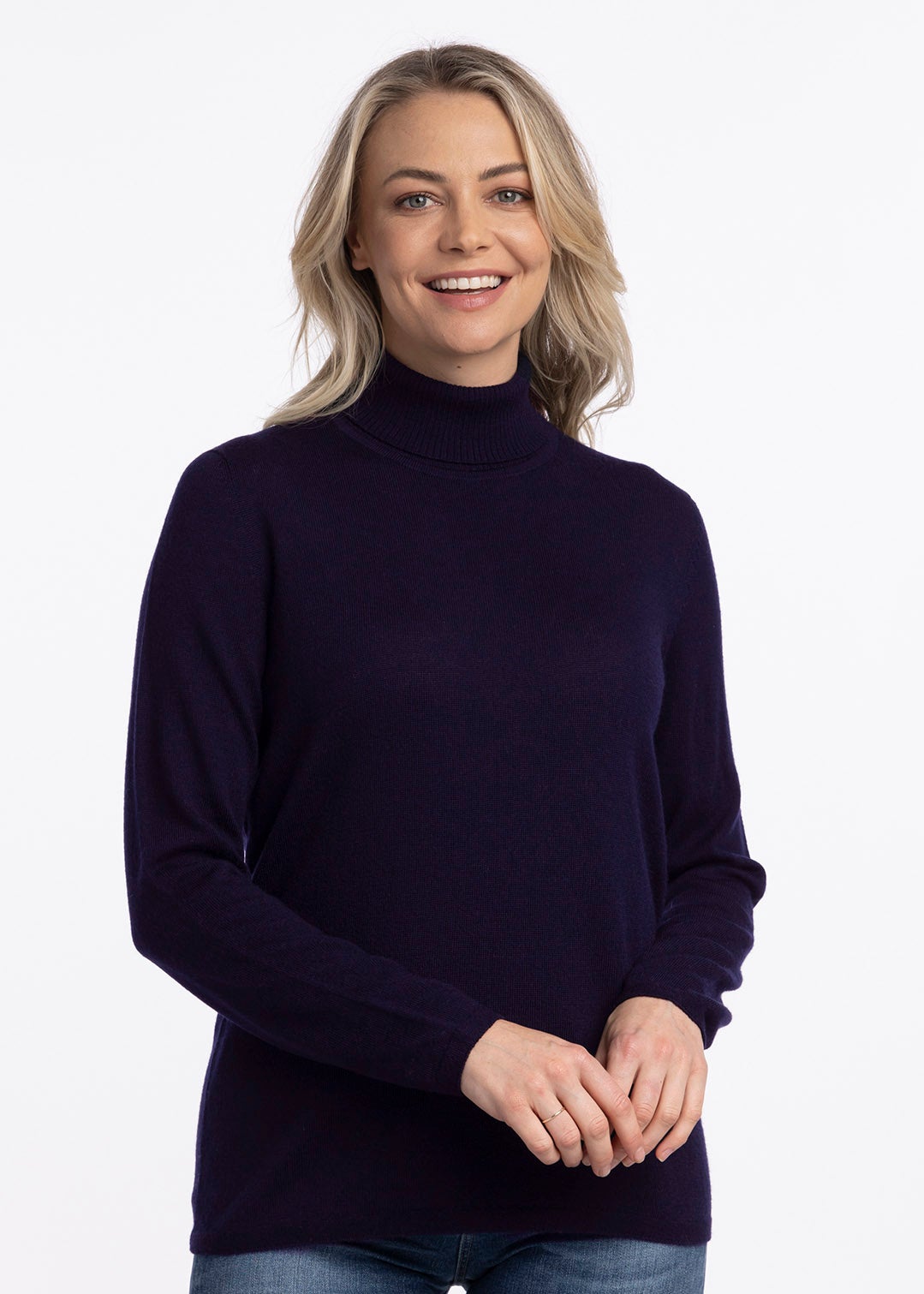 Merino Classic Polo Neck Sweater Navy | The Wool Company