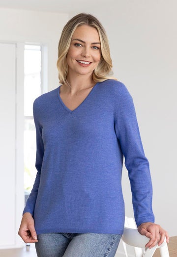 Bluebell Merino Classic V Neck