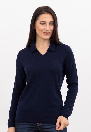 Navy Merino Collared Sweater