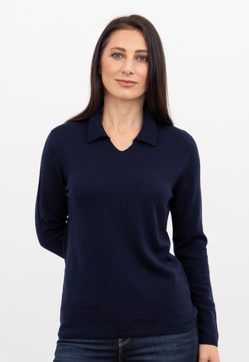 Navy Merino Collared Sweater