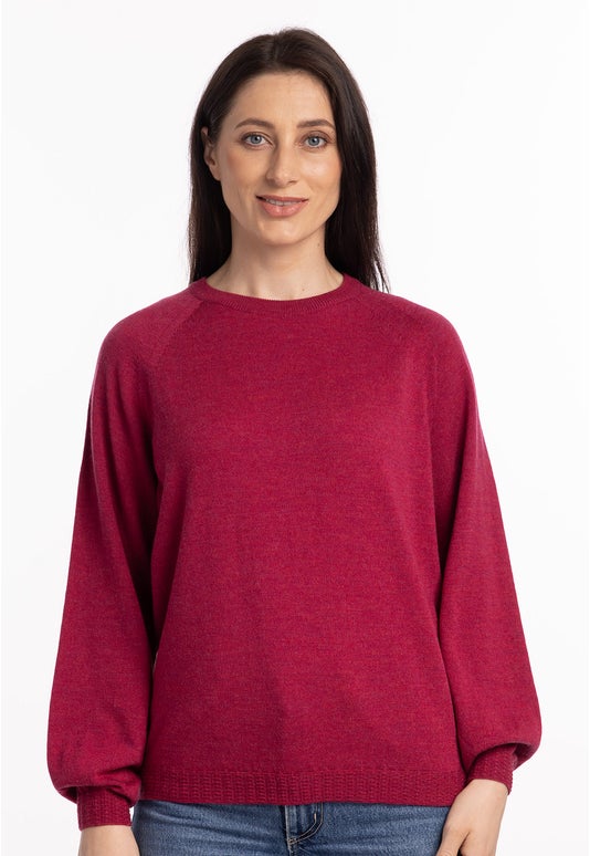 Raspberry Crush Merino Crew Neck Raglan
