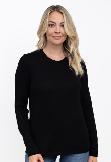 Black Merino Crew Sweater