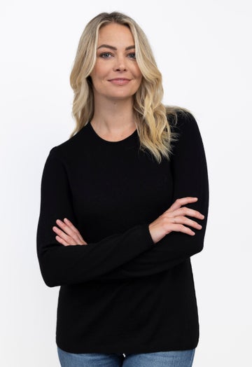 Black Merino Crew Sweater
