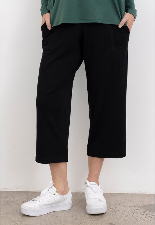 Black Merino Cropped Pant