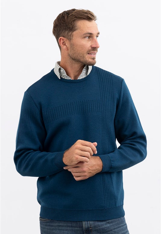Kingfisher Merino Crossbar Crew Sweater