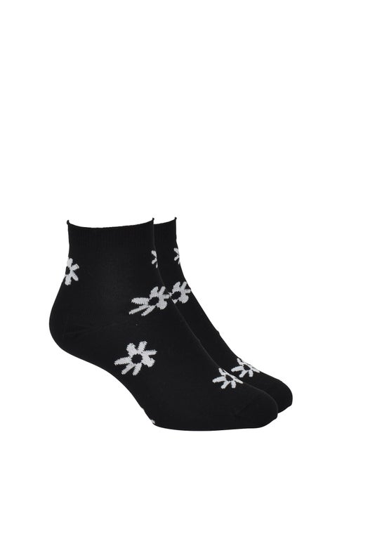 Black Merino Daisy Ankle Sock