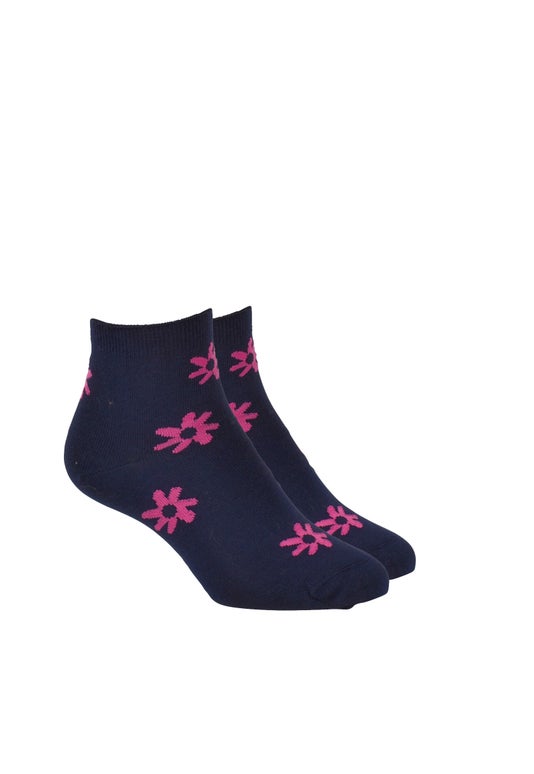 Navy Merino Daisy Ankle Sock