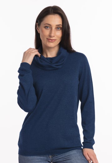 Midnight Merino Drape Neck Sweater