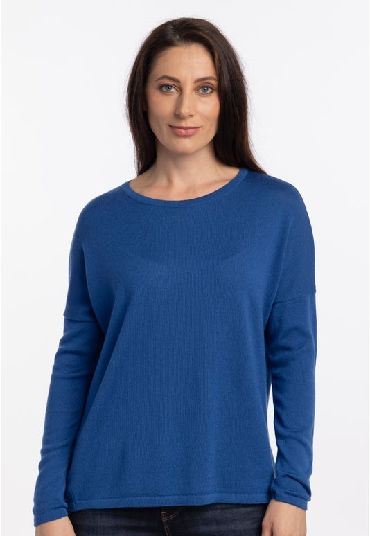 Bright Blue Merino Drop Shoulder Sweater
