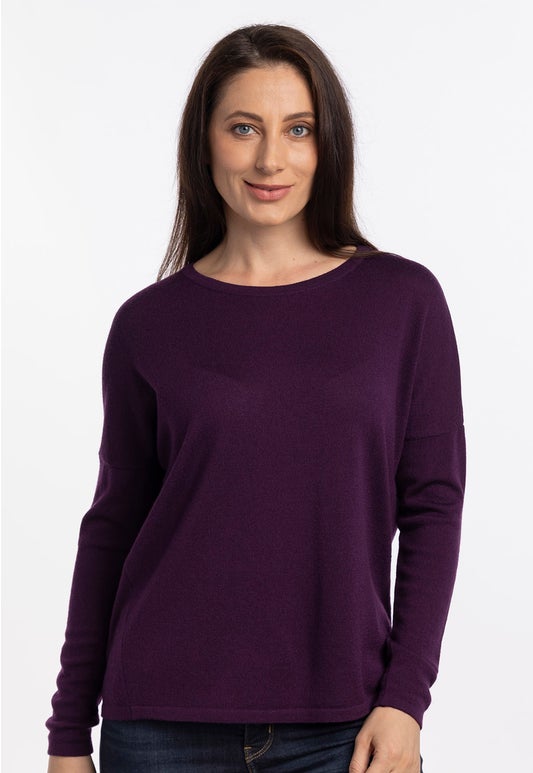 Plum Merino Drop Shoulder Sweater
