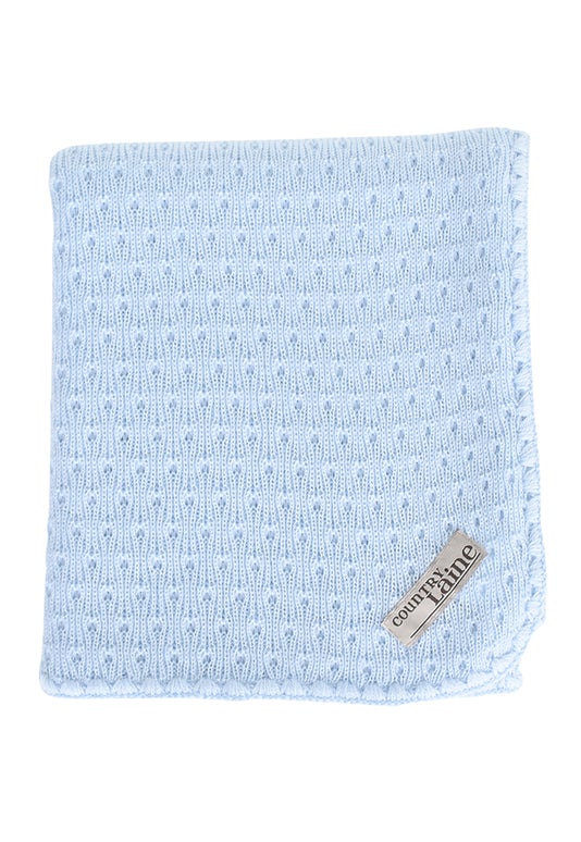 Blue Merino Eyelet Blanket
