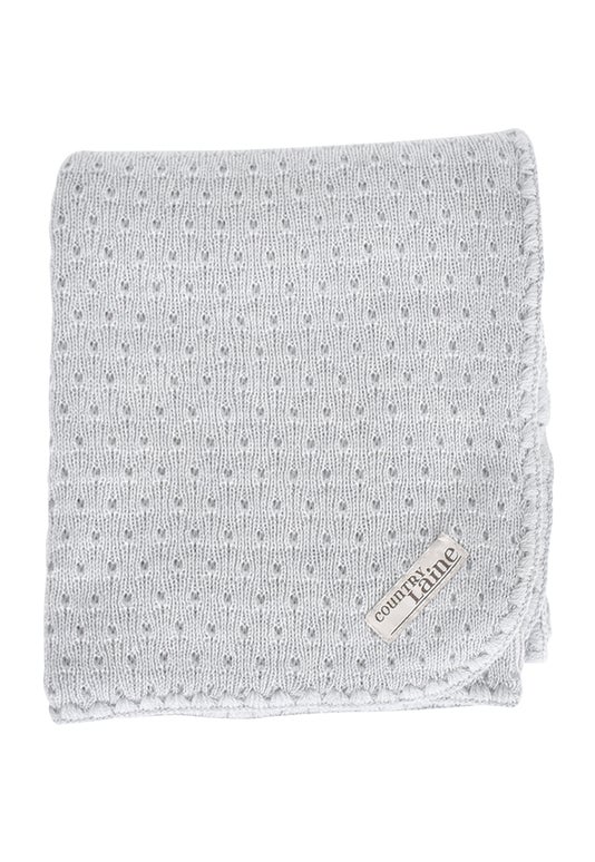 Silver Merino Eyelet Blanket