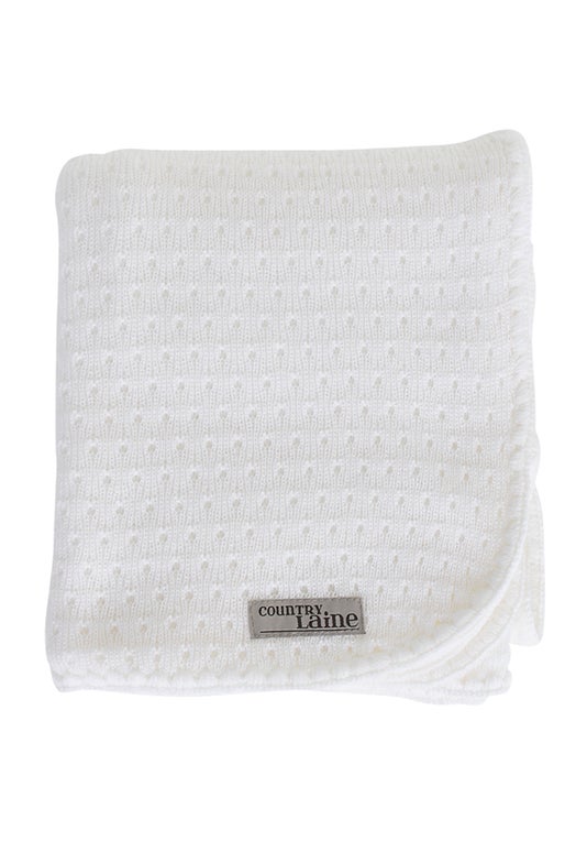 Winter White Merino Eyelet Blanket