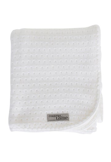 Winter White Merino Eyelet Blanket