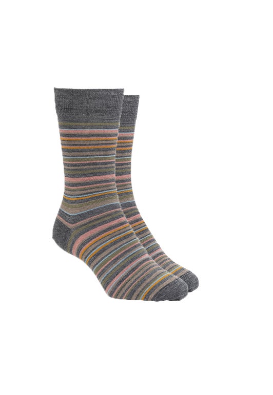 Grey Merino Fine Stripe Socks