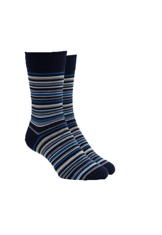 Navy Merino Fine Stripe Socks