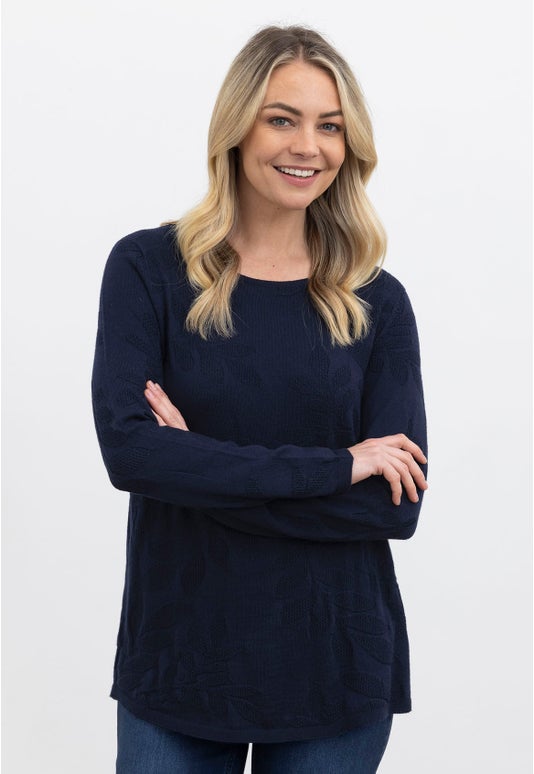Navy Merino Flora Sweater