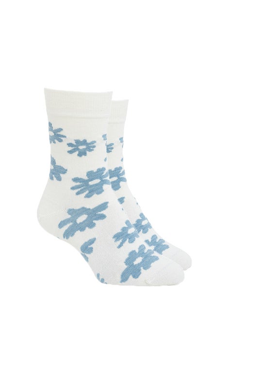 Winter White Merino Flower Power Sock