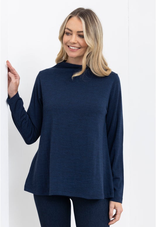Midnight Merino Funnel Neck  Swing Top
