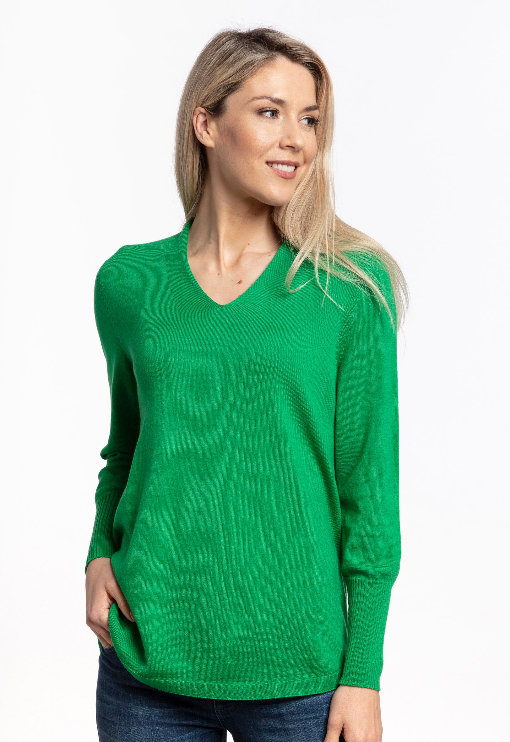 Merino High V Neck Sweater