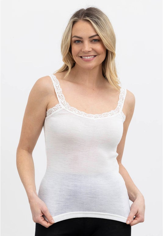 Ivory Merino Lace V Cami